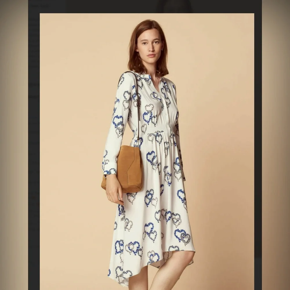 Sandro Paris Jerzy Heart-Motif Midi Dress - Picture 4 of 13